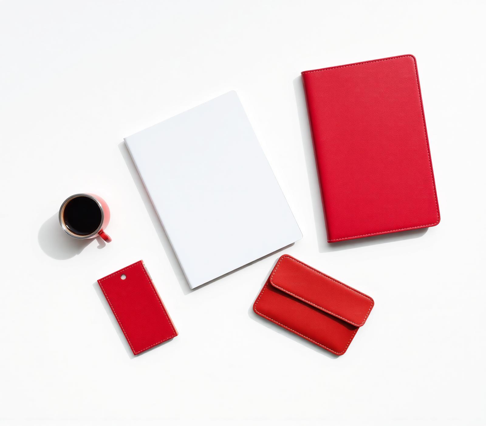 Premium KIN stationery arrangement — notebook, pouch and folder